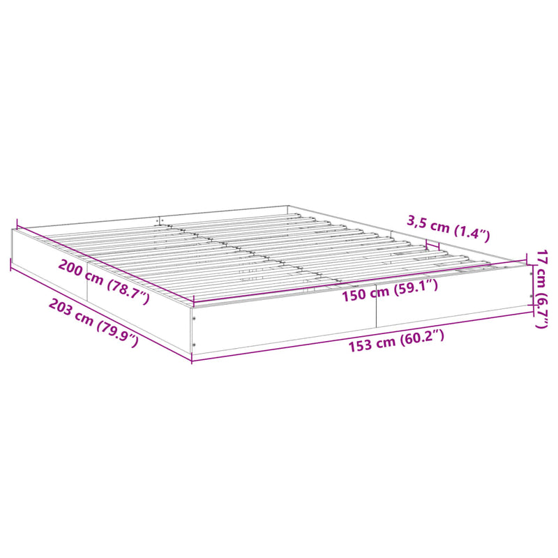 Sengeramme brun eik 150x200 cm konstruert tre