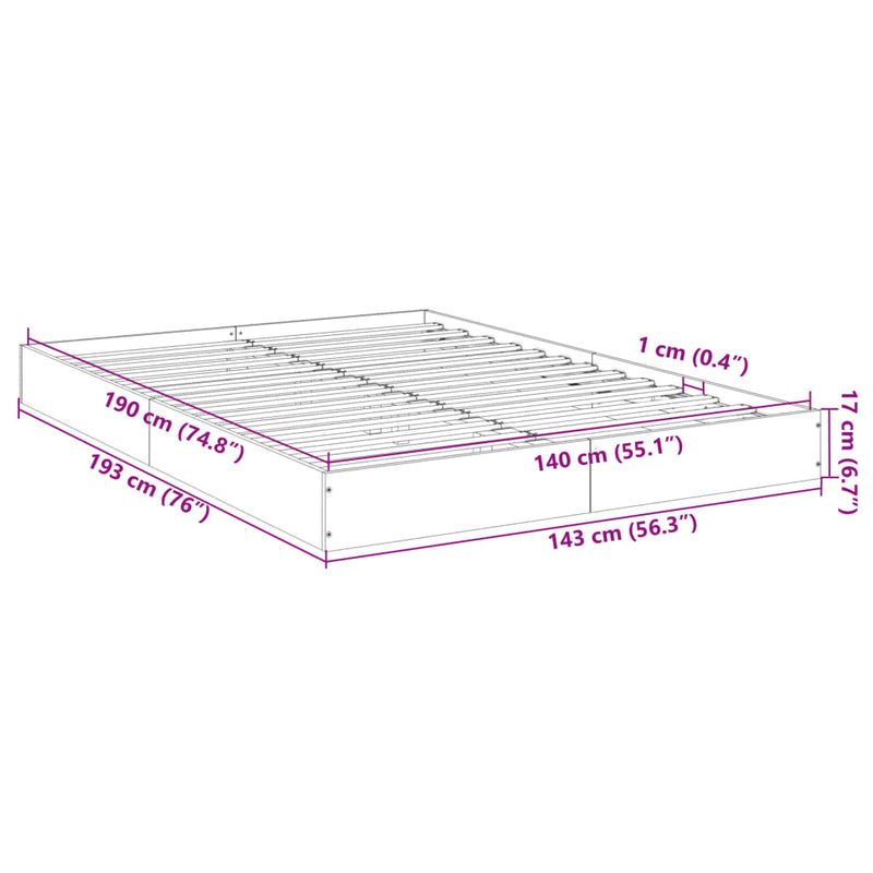 Sengeramme hvit 140x190 cm konstruert tre