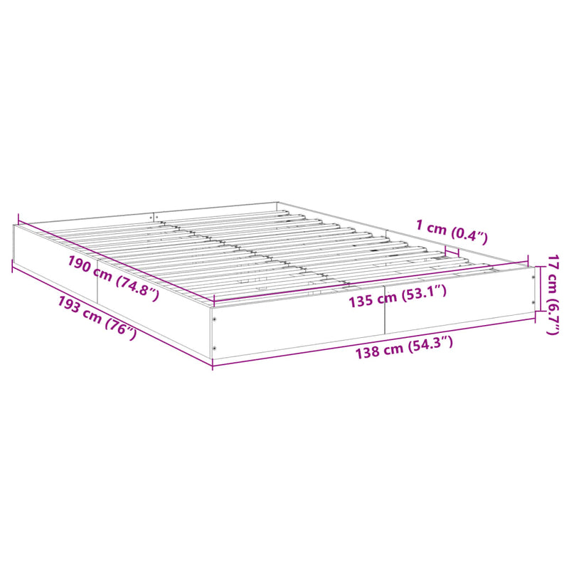 Sengeramme sonoma eik 135x190 cm konstruert tre