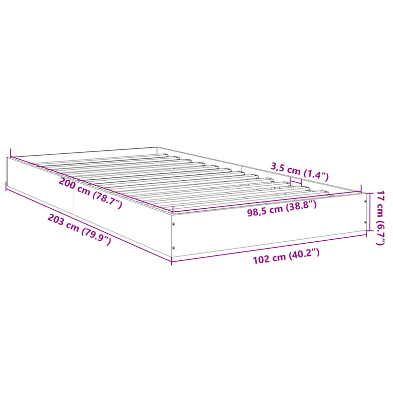 Sengeramme svart 100x200 cm konstruert tre