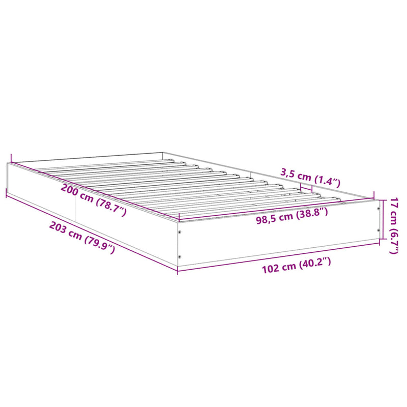 Sengeramme brun eik 100x200 cm konstruert tre