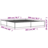 Sengeramme brun eik 200x200 cm konstruert tre og metall