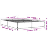 Sengeramme røkt eik 150x200 cm konstruert tre og metall