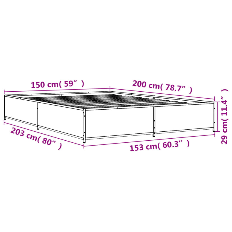 Sengeramme røkt eik 150x200 cm konstruert tre og metall