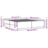 Sengeramme sonoma eik 180x200 cm konstruert tre og metall