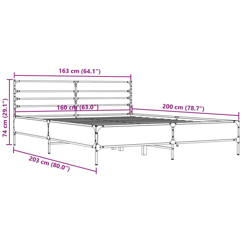 Sengeramme svart 160x200 cm konstruert tre og metall