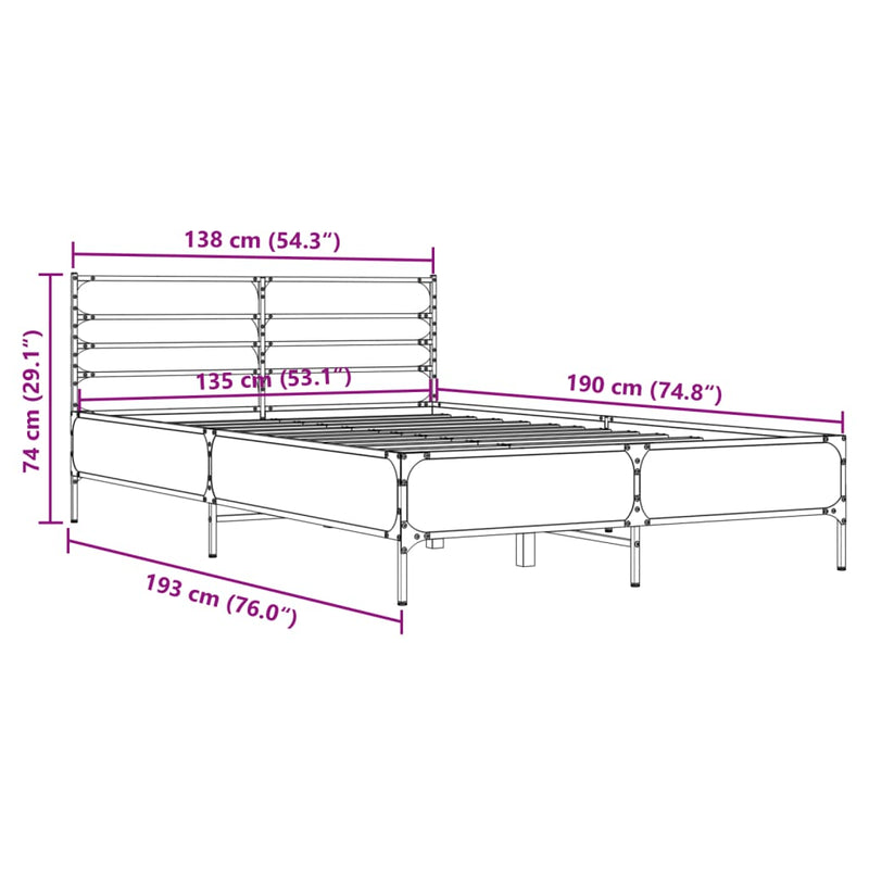 Sengeramme svart 135x190 cm konstruert tre og metall