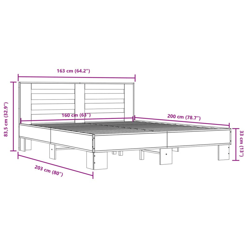 Sengeramme svart 160x200 cm konstruert tre og metall