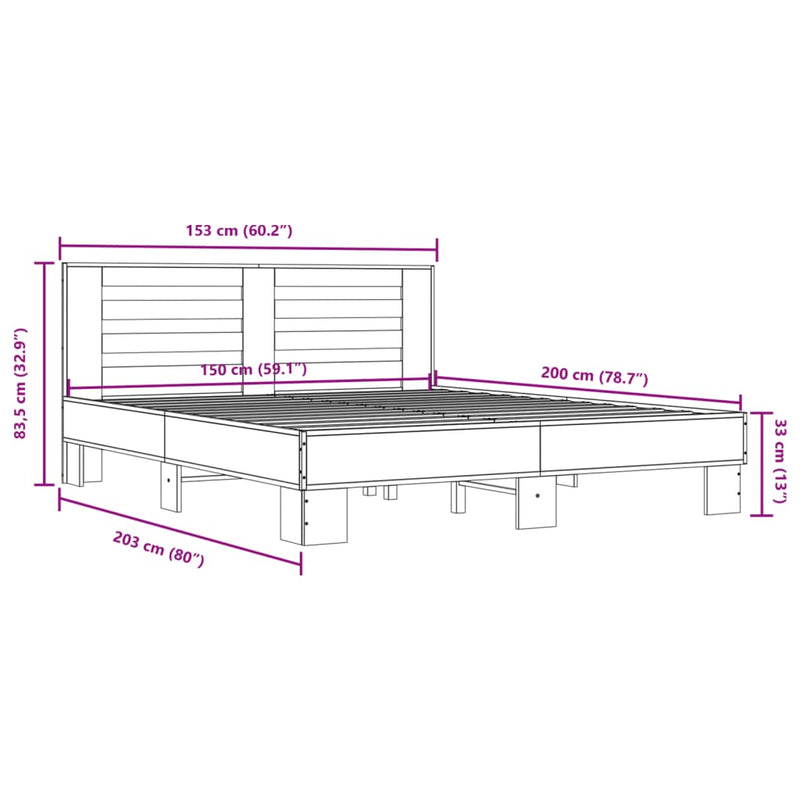 Sengeramme svart 150x200 cm konstruert tre og metall