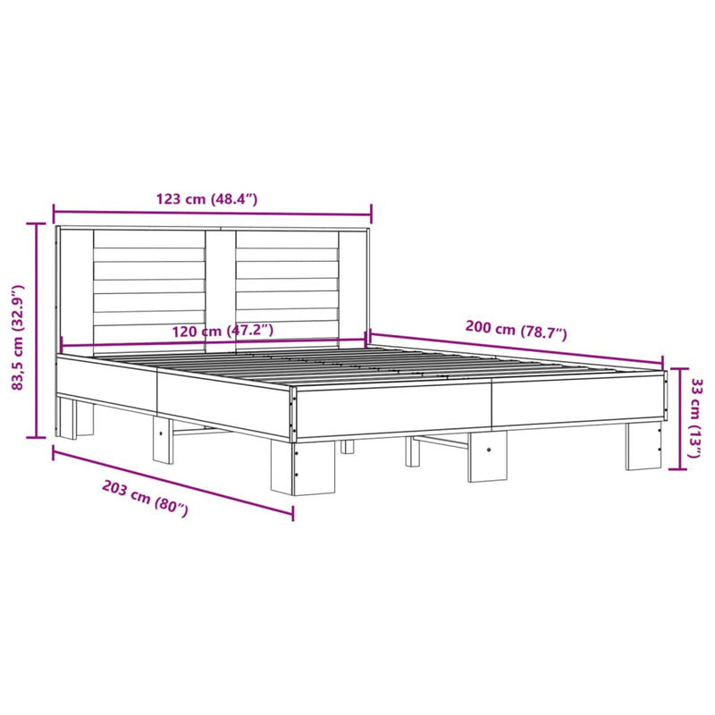 Sengeramme svart 120x200 cm konstruert tre og metall