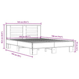 Sengeramme sonoma eik 140x190 cm konstruert tre og metall