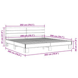 Sengeramme brun eik 200x200 cm konstruert tre og metall