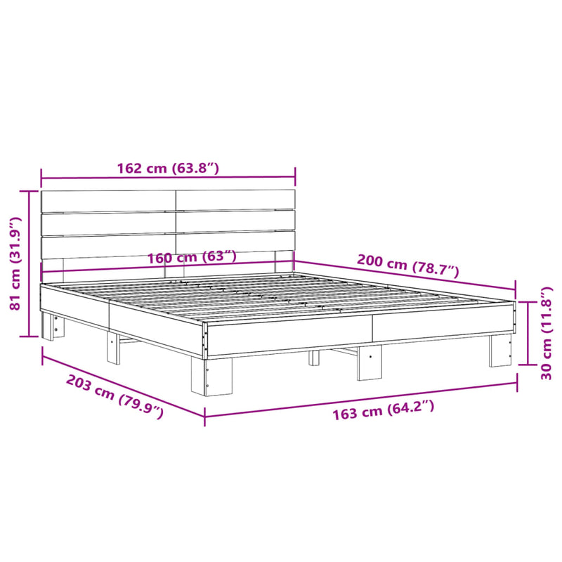 Sengeramme svart 160x200 cm konstruert tre og metall