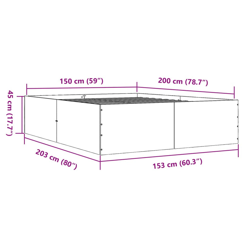 Sengeramme sonoma eik 150x200 cm konstruert tre