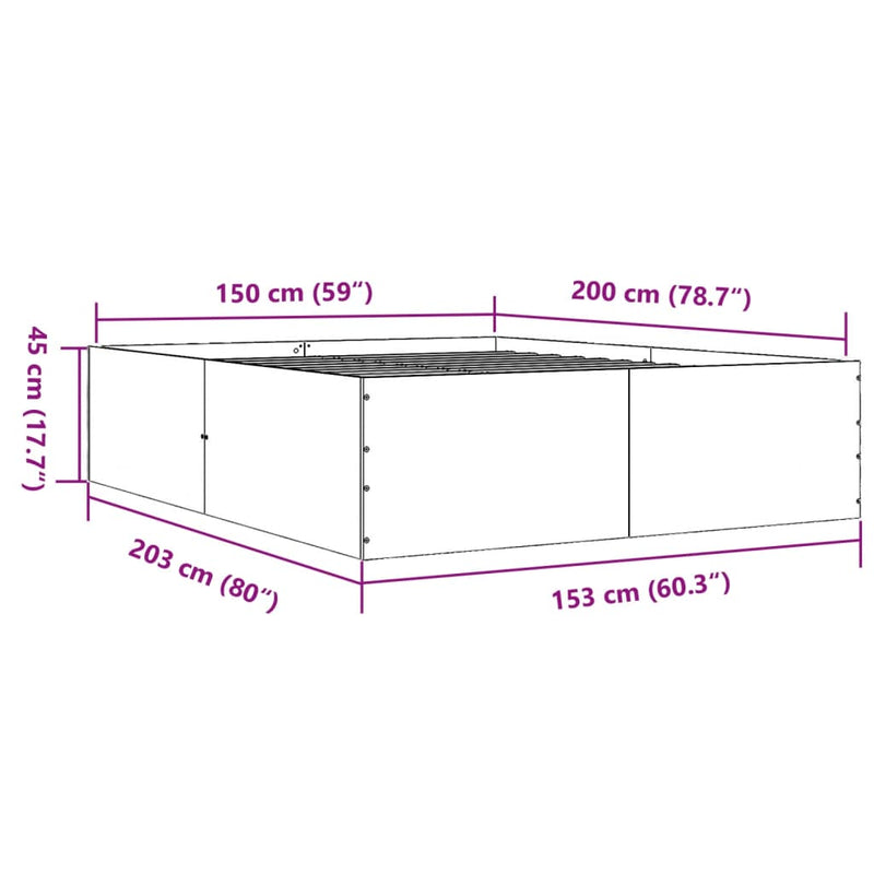 Sengeramme betonggrå 150x200 cm konstruert tre