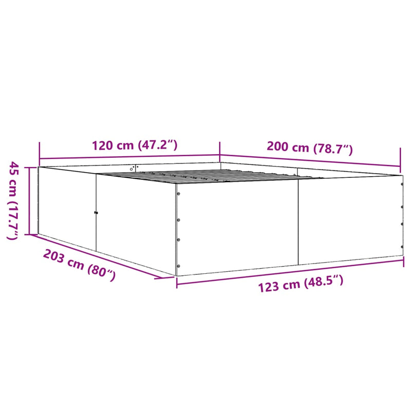 Sengeramme svart 120x200 cm konstruert tre