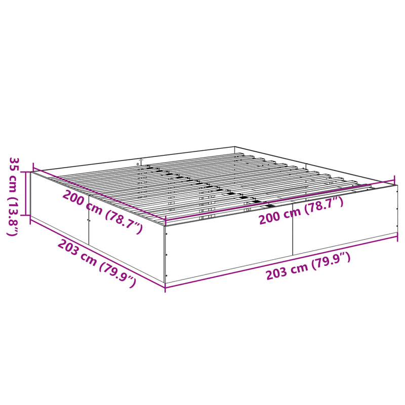 Sengeramme hvit 200x200 cm konstruert tre