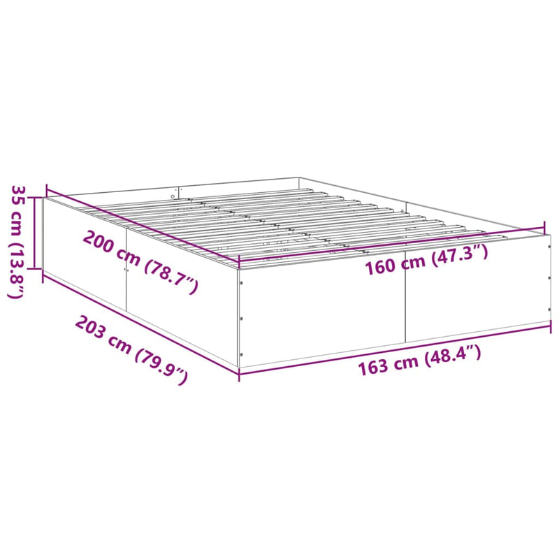 Sengeramme brun eik 160x200 cm konstruert tre