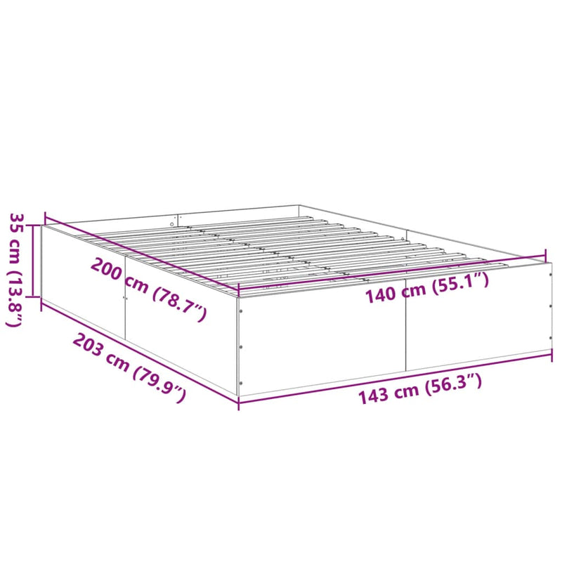 Sengeramme røkt eik 140x200 cm konstruert tre