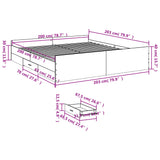 Sengeramme med skuffer hvit 200x200 cm konstruert tre