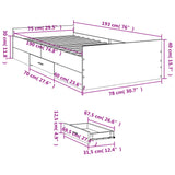 Sengeramme med skuffer svart 75x190 cm konstruert tre