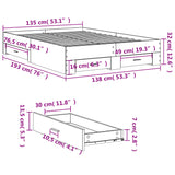 Sengeramme med skuffer sonoma eik 135x190 cm konstruert tre