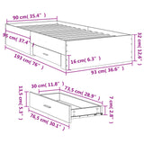 Sengeramme med skuffer sonoma eik 90x190 cm konstruert tre