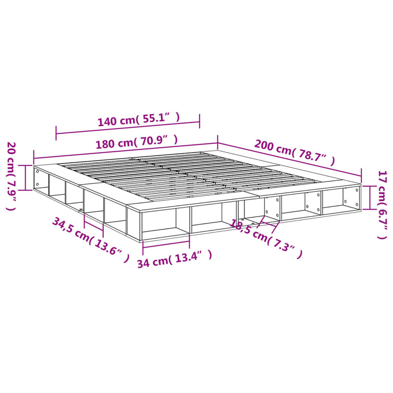 Sengeramme svart 180x200 cm konstruert tre