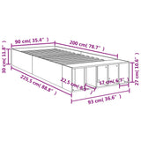 Sengeramme røkt eik 90x200 cm konstruert tre