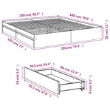 Sengeramme med skuffer hvit 180x200 cm konstruert tre