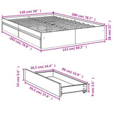 Sengeramme med skuffer sonoma eik 150x200 cm konstruert tre