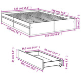 Sengeramme med skuffer sonoma eik 140x190 cm konstruert tre