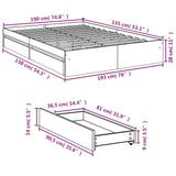 Sengeramme med skuffer sonoma eik 135x190 cm konstruert tre