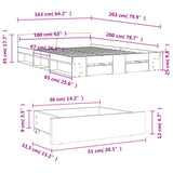 Sengeramme med skuffer hvit 160x200 cm konstruert tre