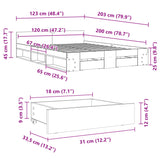 Sengeramme med skuffer sonoma eik 120x200 cm konstruert tre