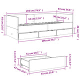 Dagseng med skuffer sonoma eik 90x200 cm konstruert tre