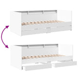 Dagseng med skuffer hvit 100x200 cm konstruert tre