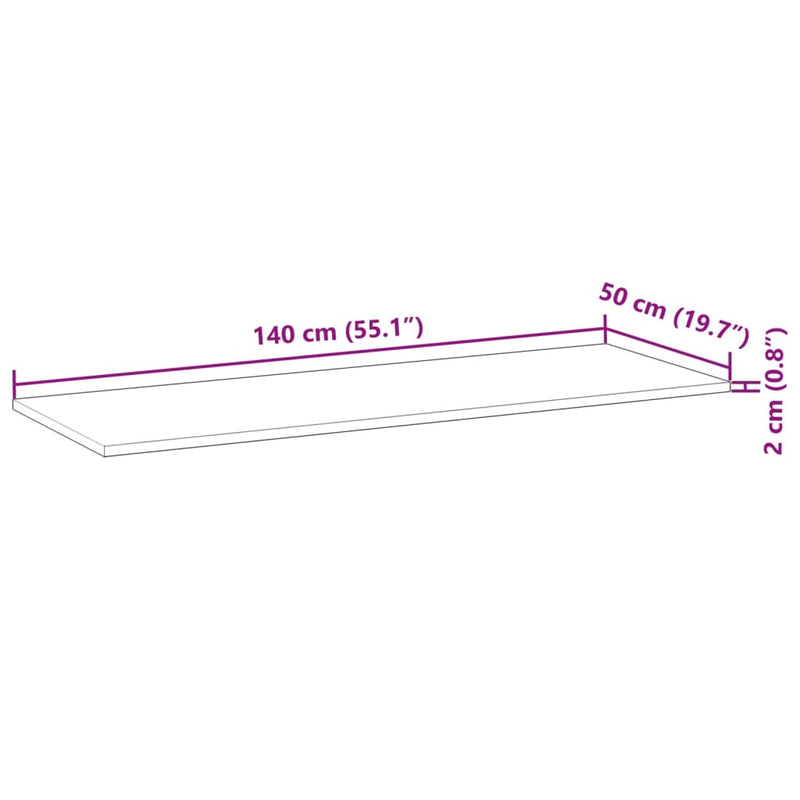 Plate til baderomsskap ubehandlet 140x50x2 cm heltre akasie