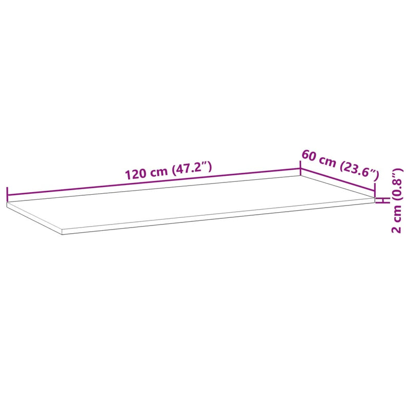 Plate til baderomsskap ubehandlet 120x60x2 cm heltre akasie