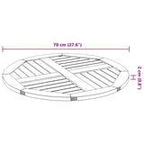 Bordplate Ø70x2 cm rund heltre akasie