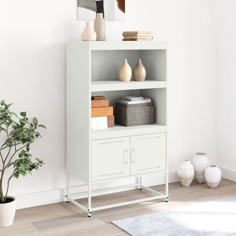 Highboard hvit 68,5x38,5x123,5 cm stål