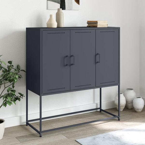 Highboard antrasitt 100,5x39x107 cm stål