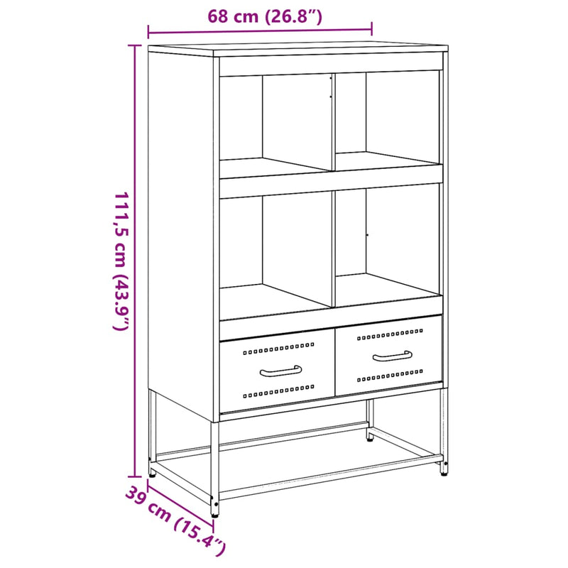 Highboard rosa 68,5x39x111,5 cm kaldvalset stål