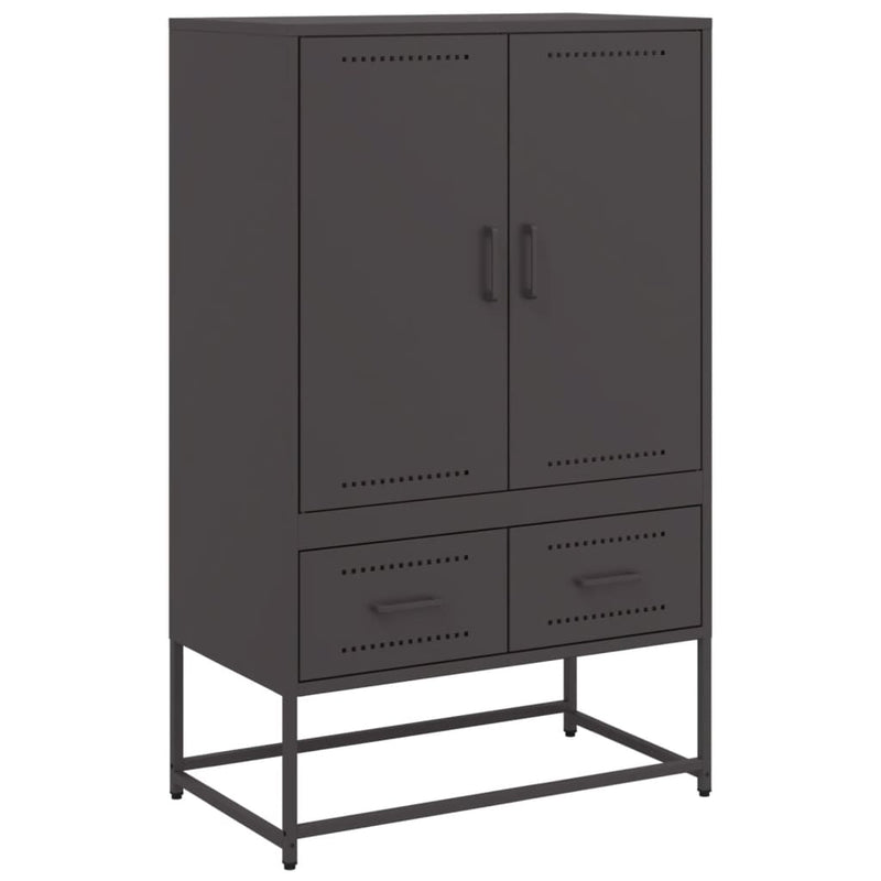 Highboard svart 68x39x111,5 cm kaldvalset stål