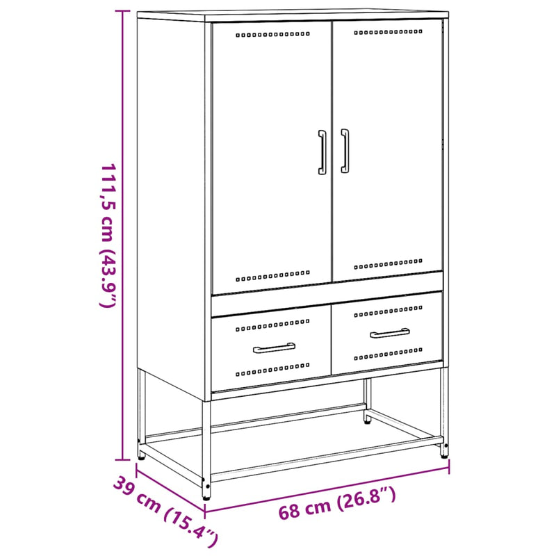 Highboard svart 68x39x111,5 cm kaldvalset stål