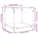 Sofabord med gjennomsiktig glassplate 2 stk 40x40x40 cm stål