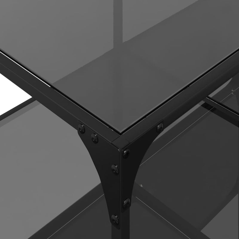 Salongbord med svart glassplate 98,5x50x40 cm stål