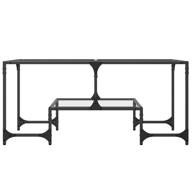 Sofabord med gjennomsiktig glassplate 98,5x50x45 cm stål