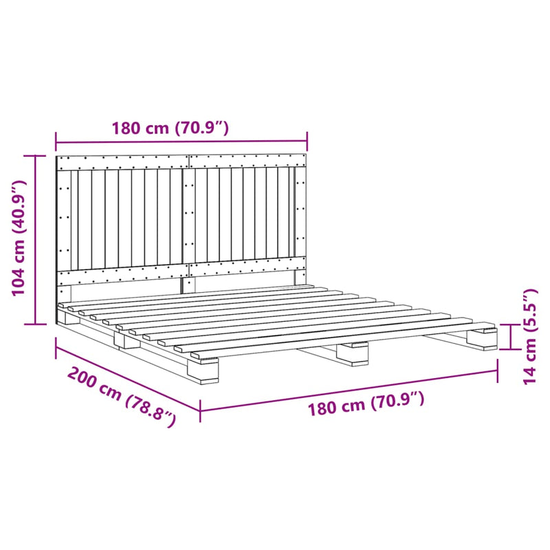 Sengeramme med hodegavl 180x200 cm heltre furu