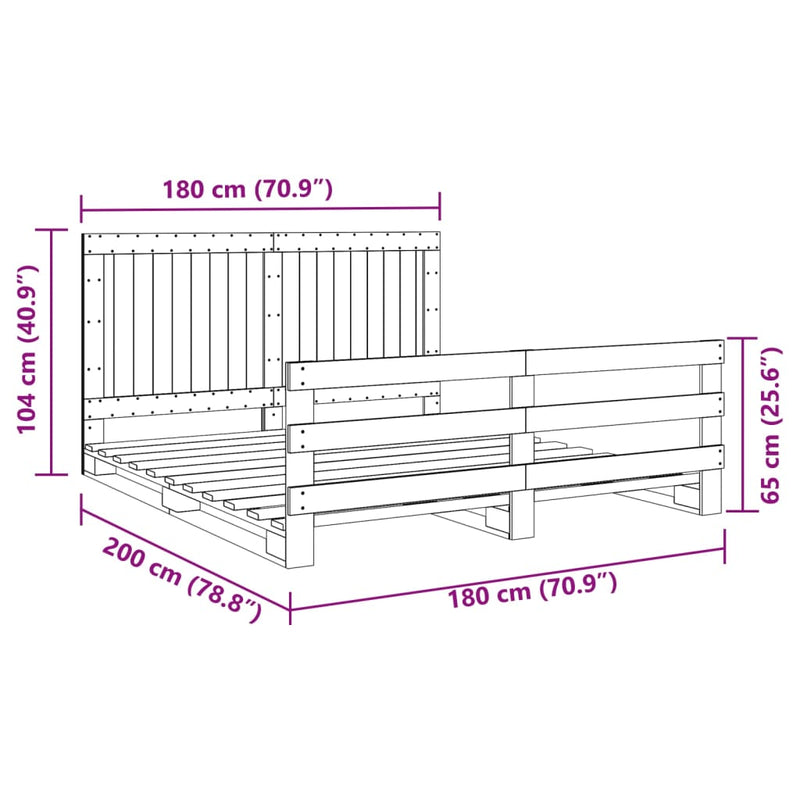 Sengeramme med hodegavl 180x200 cm heltre furu